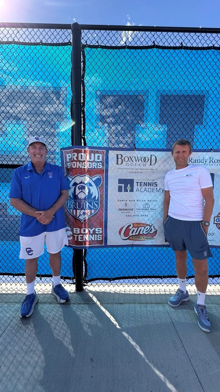Coach Art Quinn and MITA founder Max Ivchenko at the Cherry Creek High School tennis courts